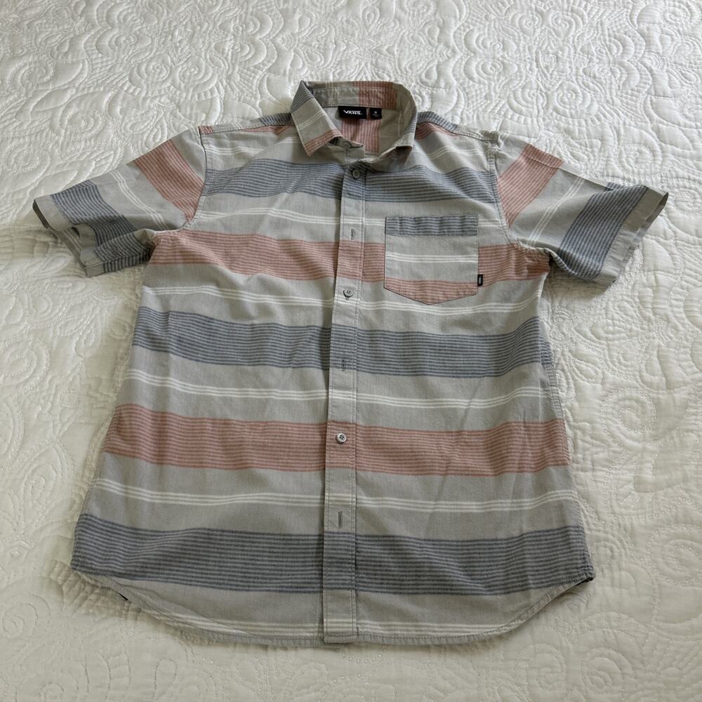 VANS Men’s Medium Striped Cotton Short-Sleeve Striped Beach Shirt Off The Wall
